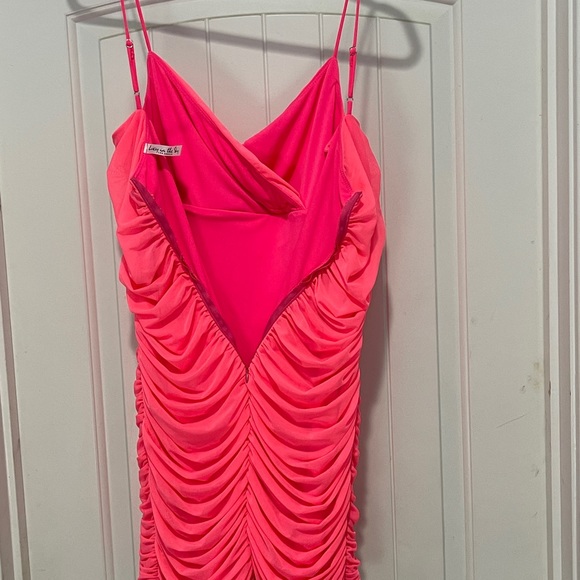 Cicely Mesh Bodycon Dress in Neon Pink - NEW - Picture 3 of 5